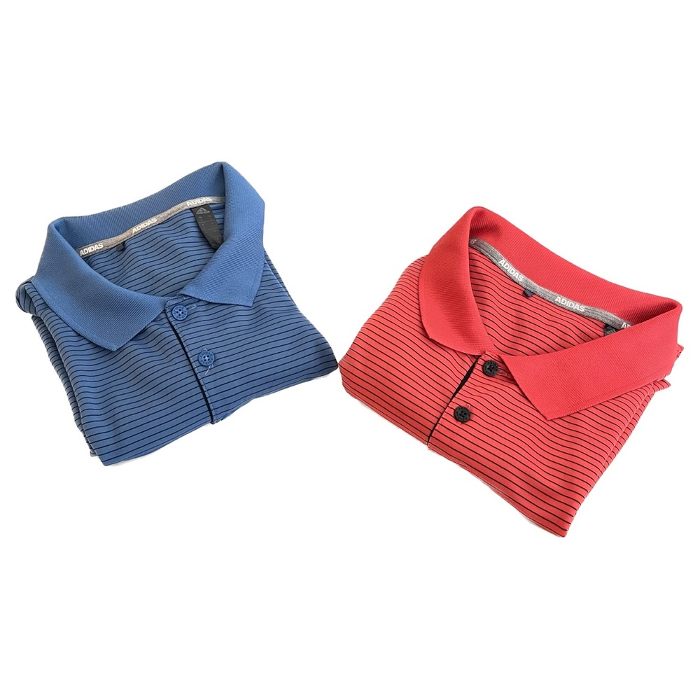 Adidas Golf Performance Polo Lot of 2 Short Sleeve Shirts Red Blue Knit